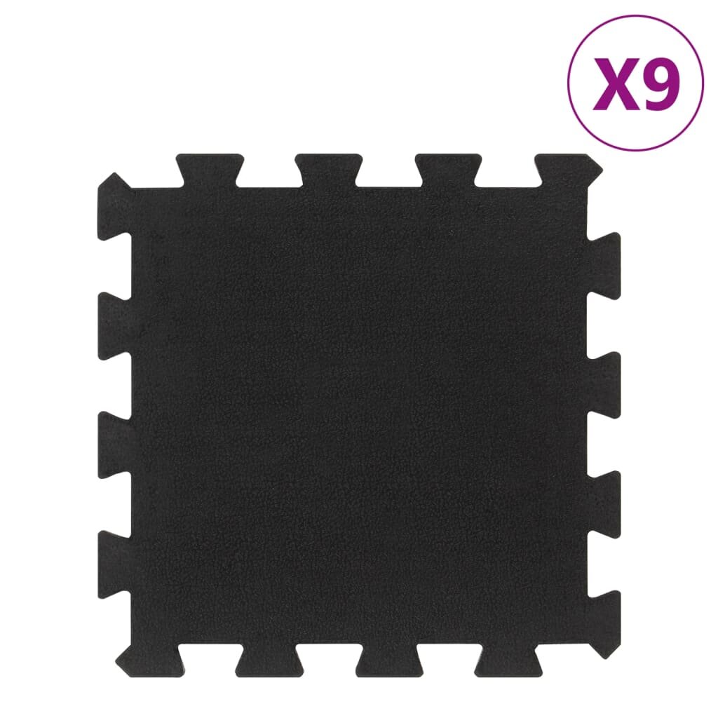 vidaXL Gumové podlahové dlaždice 9 ks černé 16 mm 30 x 30 cm