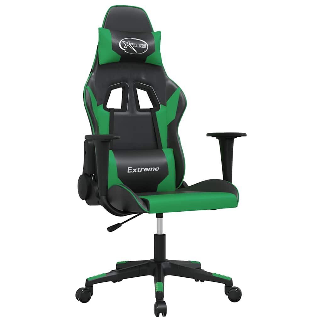 vidaXL Herní židle černá a zelená umělá kůže