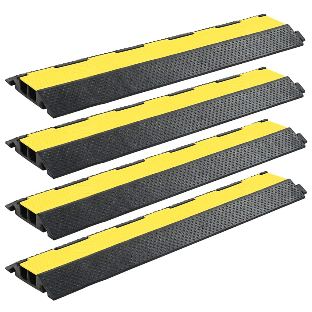 vidaXL Kabelové ochranné mosty 4 ks 2 kanálky gumové 1015 cm