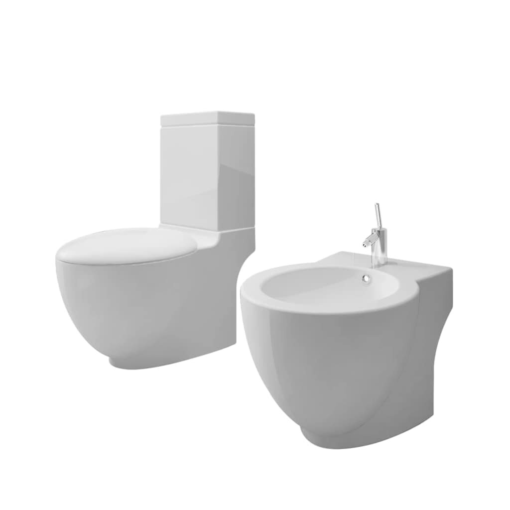 vidaXL Keramické WC a bidet bílé
