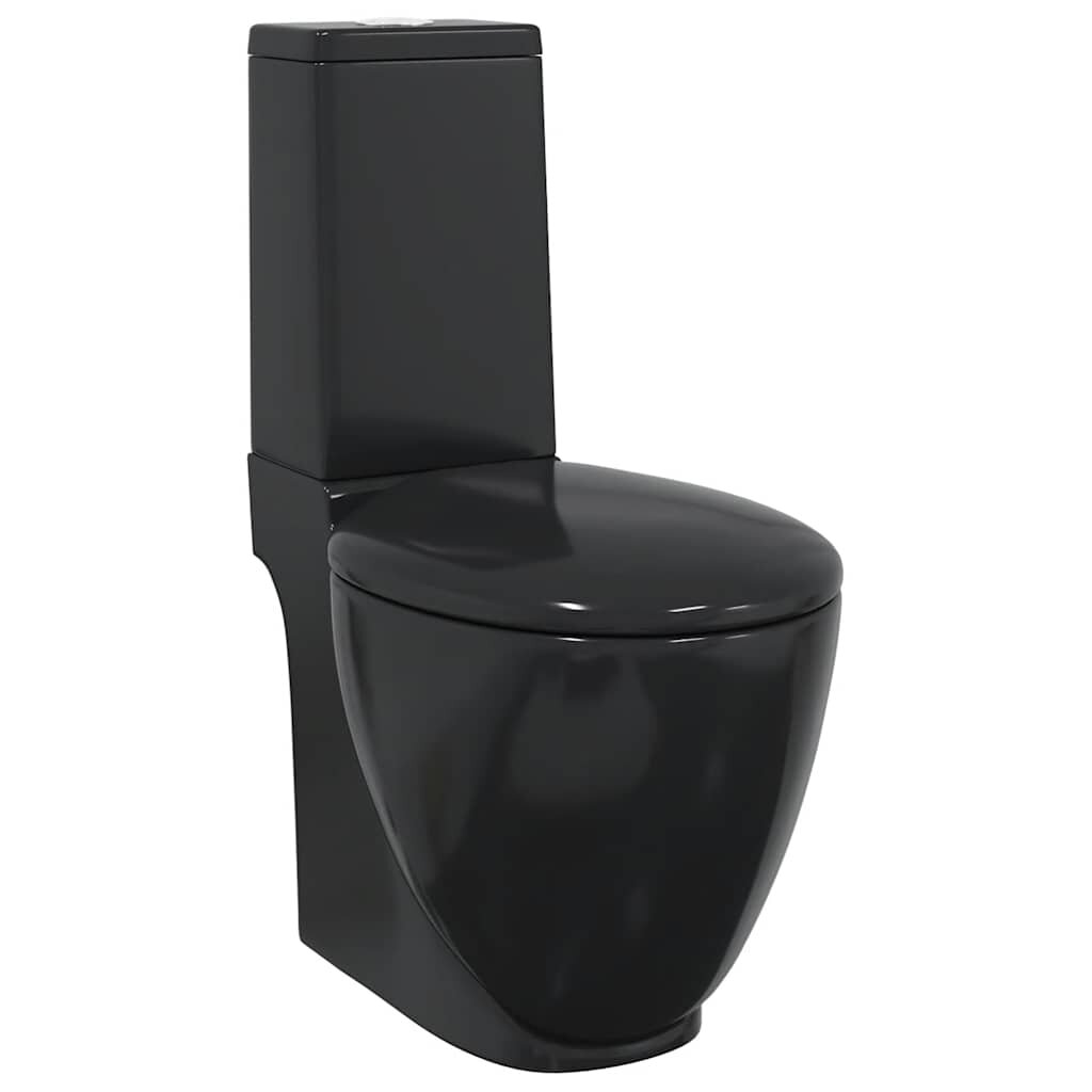 vidaXL Keramické WC kulaté spodní odpad černé