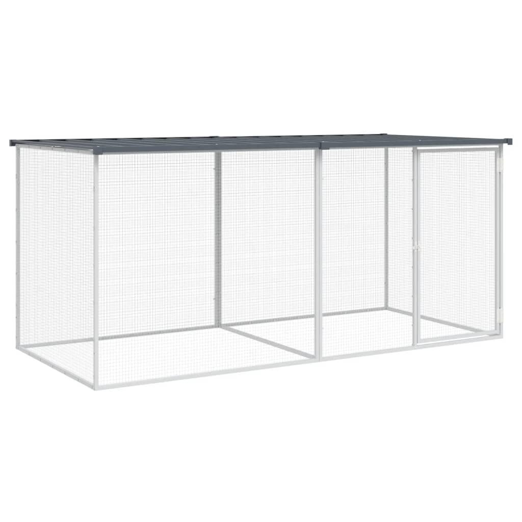 vidaXL Klec pro kuřata se střechou antracitová 203 x 98 x 90 cm pozinkovaná ocel