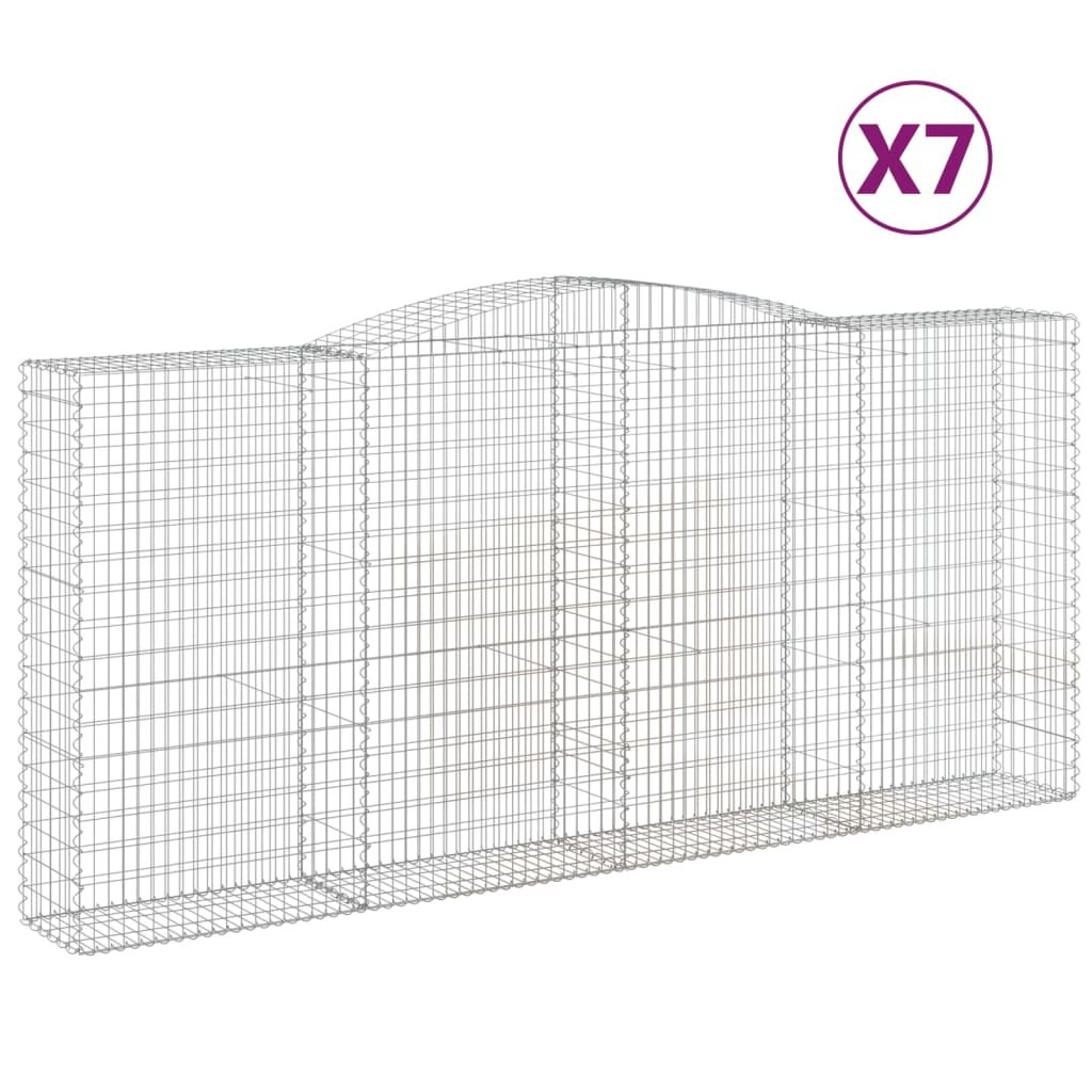 vidaXL Klenuté gabionové koše 7 ks 400x50x180/200cm pozinkované železo