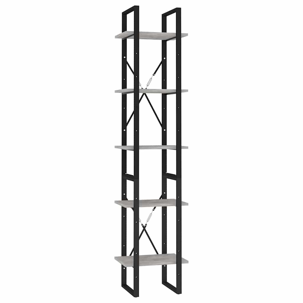 vidaXL Knihovna s 5 policemi betonově šedá 40 x 30 x 175 cm kompozit