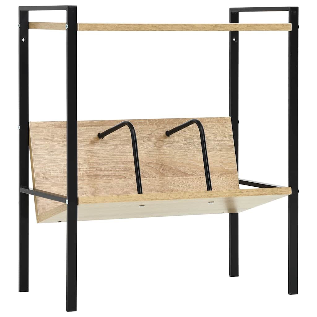 vidaXL Knihovna se 2 policemi černá a dub 52x28x59 cm kompozitní dřevo