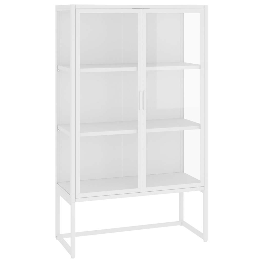 vidaXL Komoda bílá 80 x 35 x 135 cm ocel a tvrzené sklo