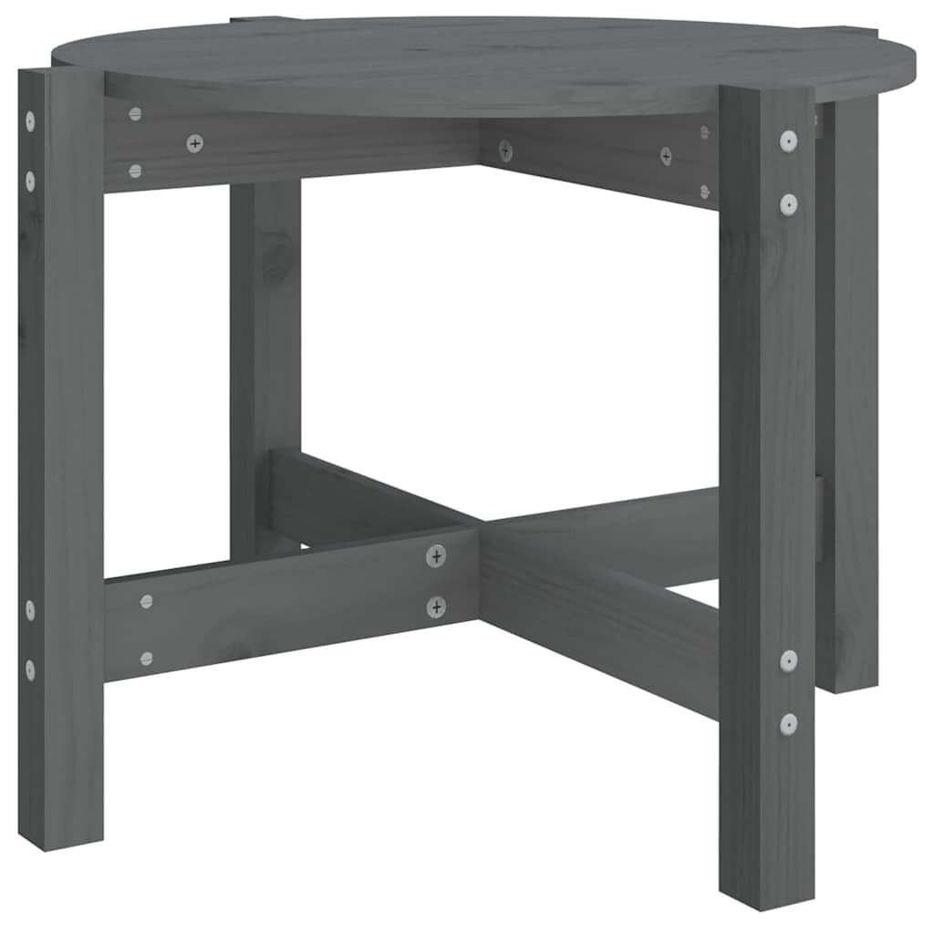 vidaXL Konferenční stolek šedý Ø 625 x 45 cm masivní borové dřevo