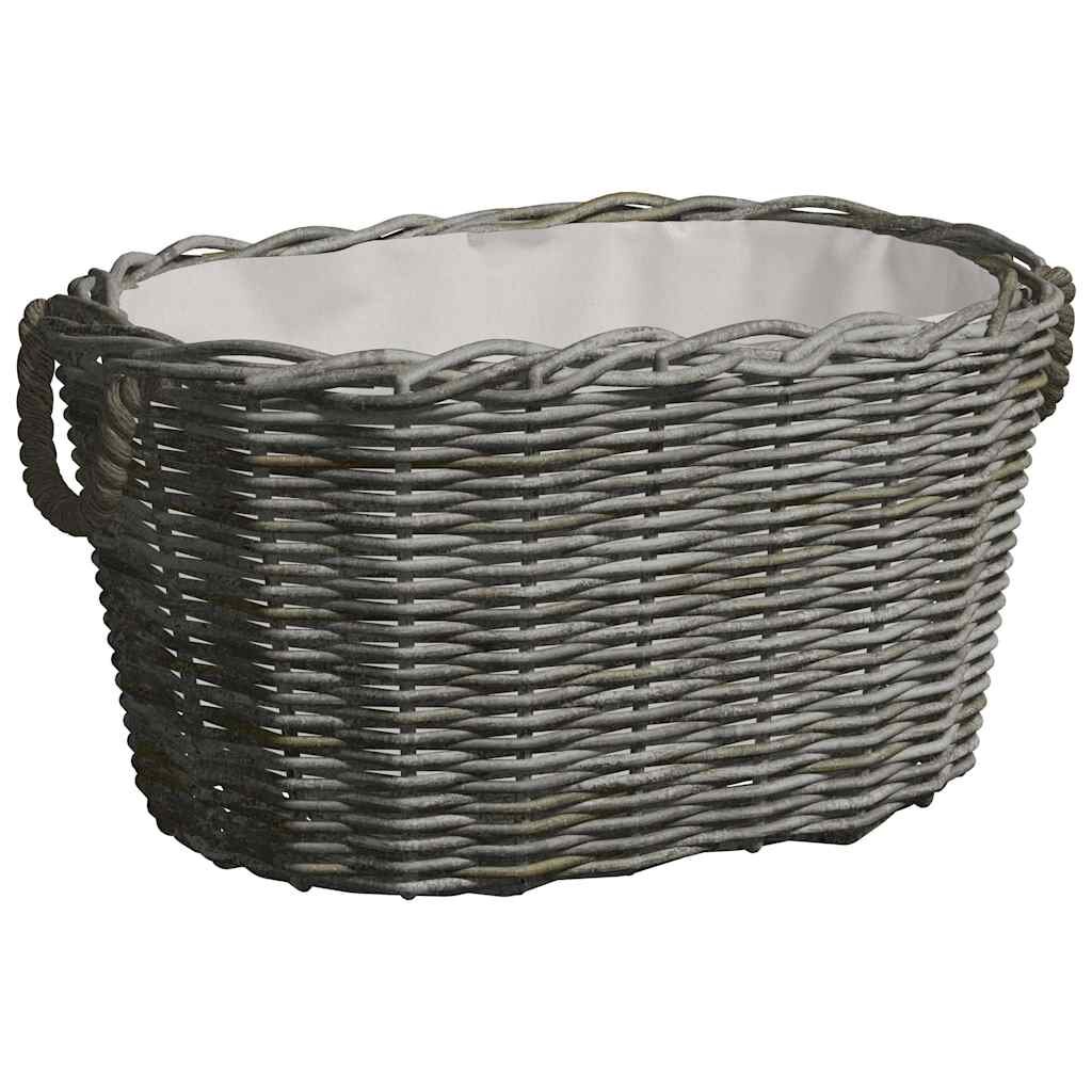vidaXL Koš na dřevo s držadly 59 x 42 x 28 cm šedá vrba