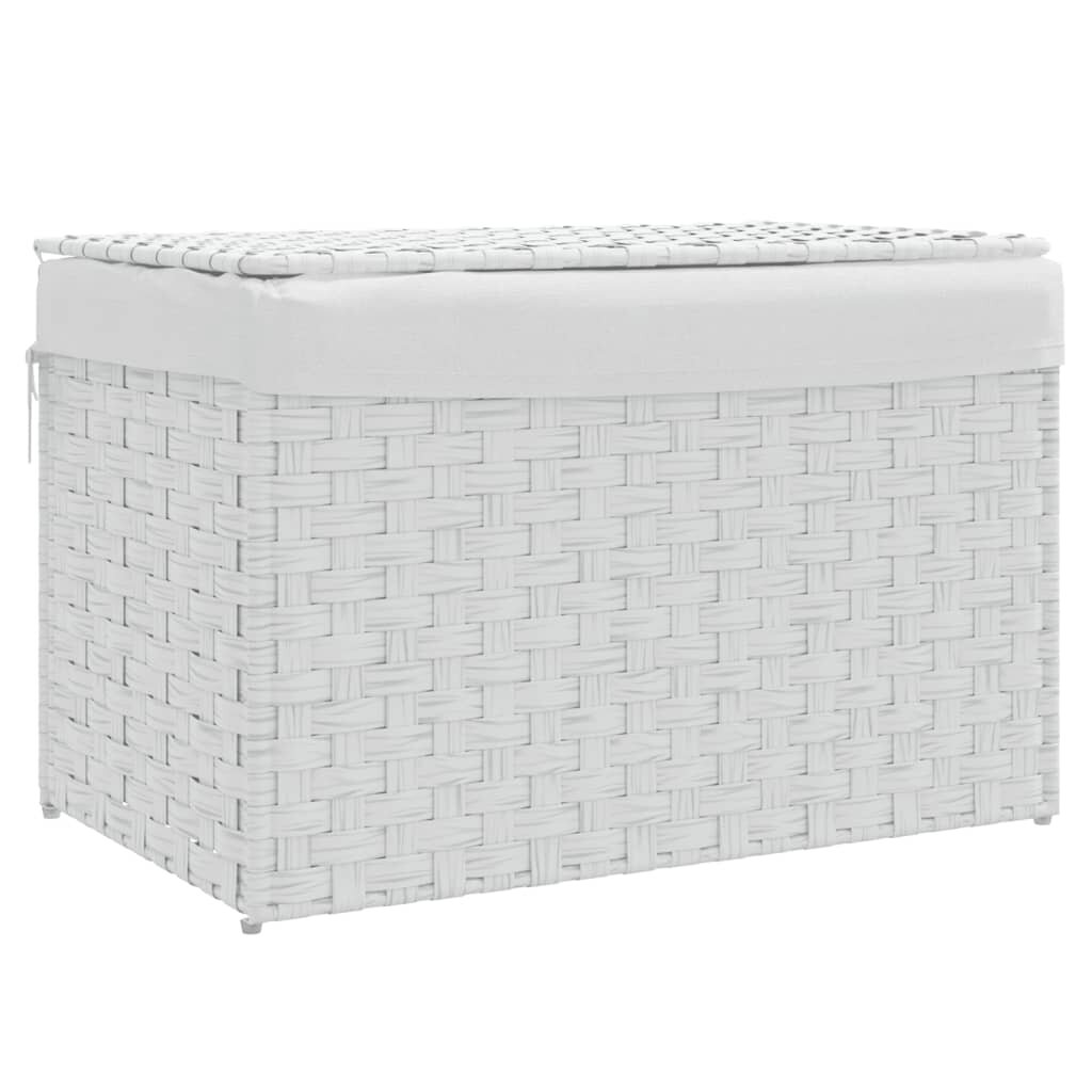 vidaXL Koš na prádlo s víkem bílý 555 x 35 x 34 cm polyratan