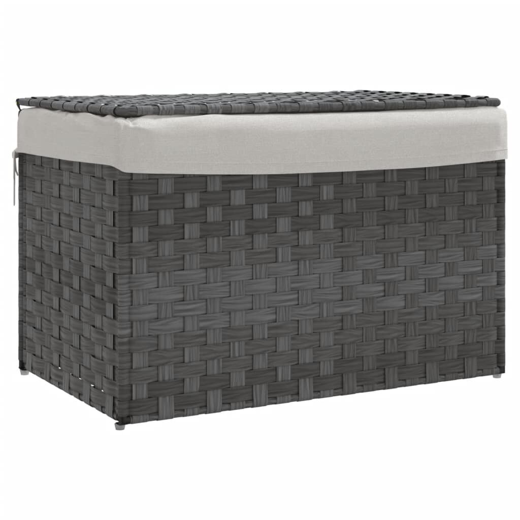 vidaXL Koš na prádlo s víkem šedý 555 x 35 x 34 cm polyratan
