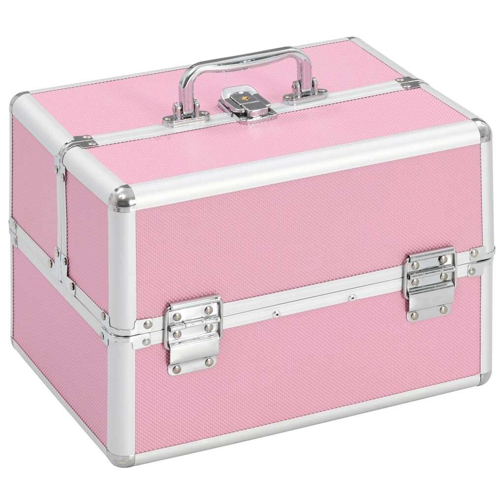 vidaXL Kosmetický kufřík 22 x 30 x 21 cm růžový hliník