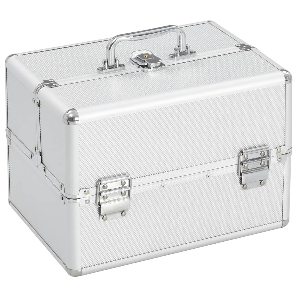 vidaXL Kosmetický kufřík 22 x 30 x 21 cm stříbrný hliník