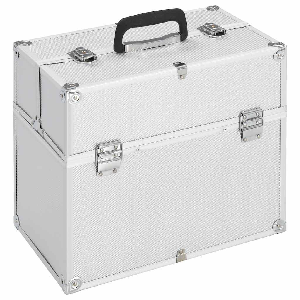 vidaXL Kosmetický kufřík 38x23x34 cm stříbrný hliník