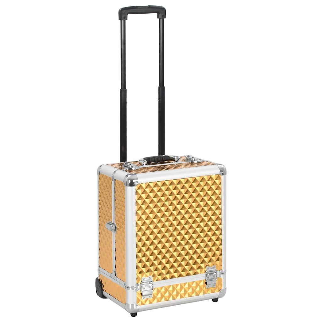 vidaXL Kosmetický kufřík na kolečkách 35 x 29 x 45 cm zlatý hliník