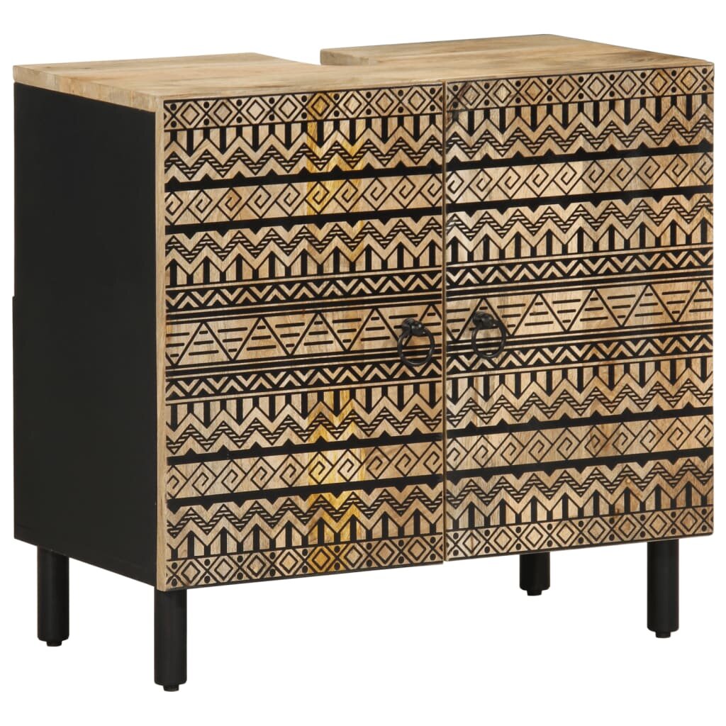 vidaXL Koupelnová skříňka pod umyvadlo černá 62 x 33 x 58 cm mangovník
