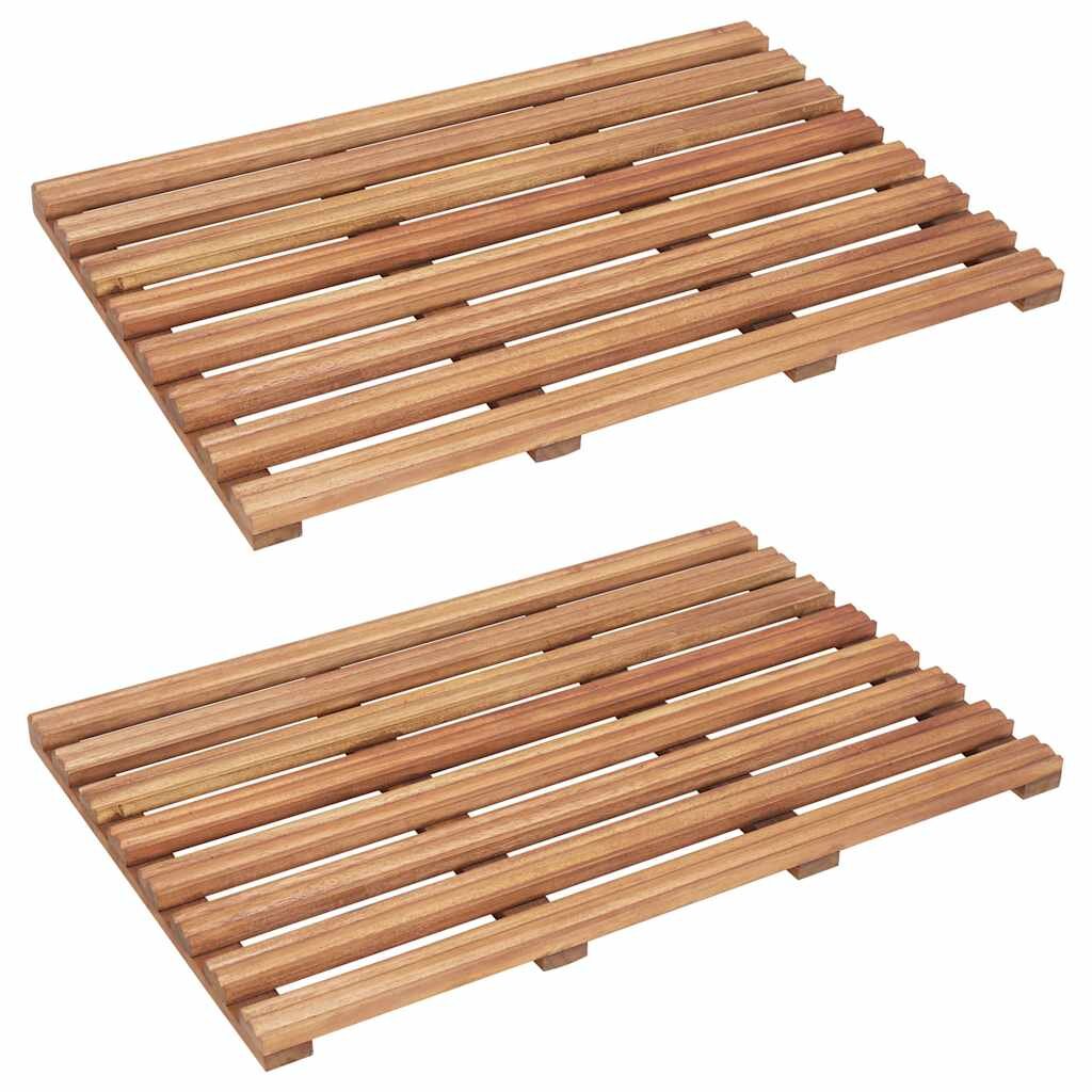 vidaXL Koupelnové předložky 2 ks masivní akáciové dřevo 56 x 37 cm