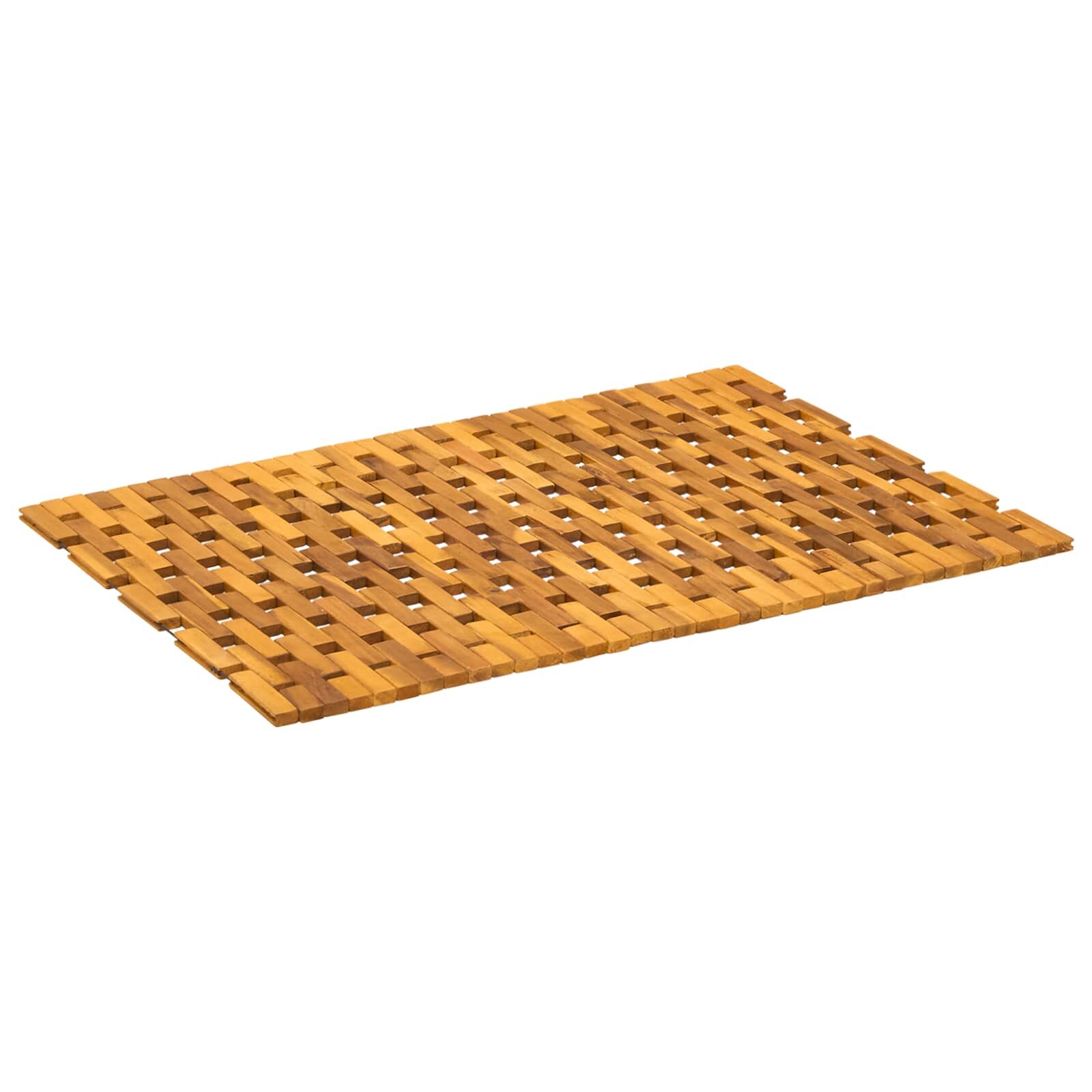vidaXL Koupelnové předložky Přírodní 55 x 80 cm Masivní akátové dřevo