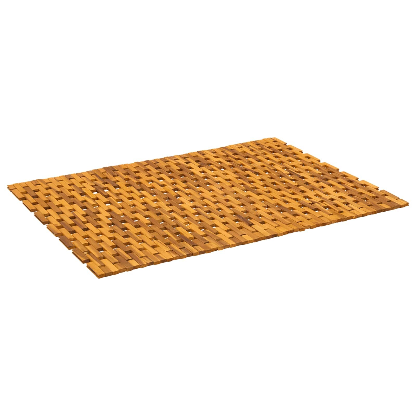 vidaXL Koupelnové předložky Přírodní 85 x 120 cm Masivní akátové dřevo