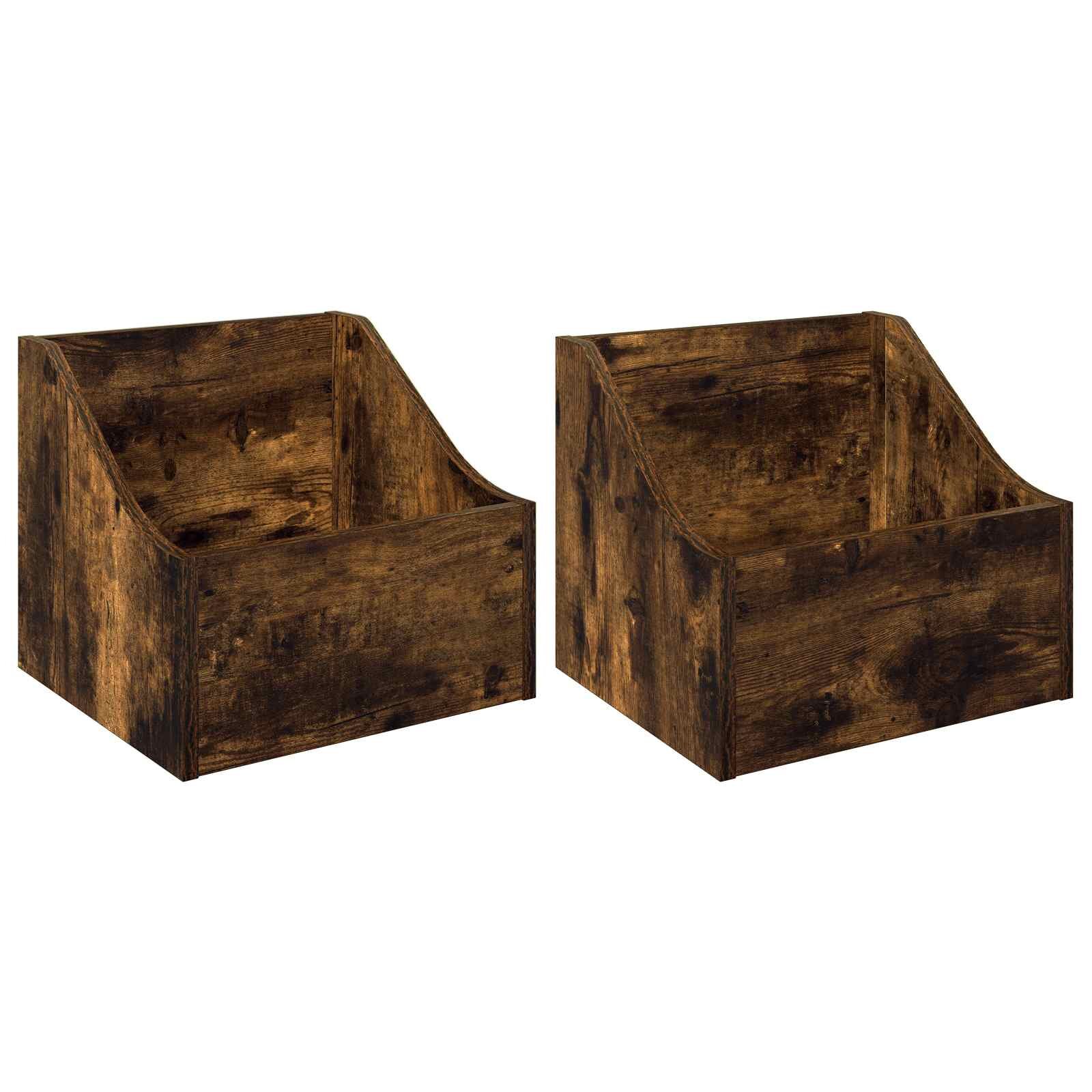 vidaXL Krabice na LP desky 2 ks Kouřový dub 37 x 33 x 32 cm