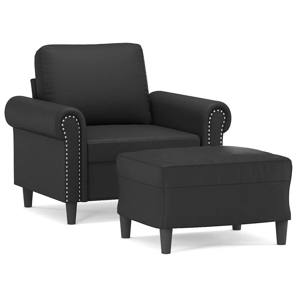 vidaXL Křeslo s podnožkou černé 60 cm umělá kůže