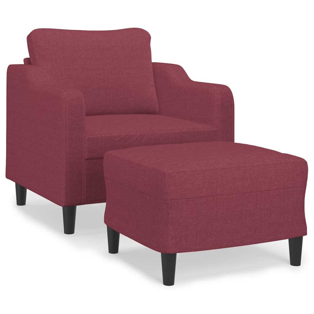vidaXL Křeslo s podnožkou vínové 60 cm textil