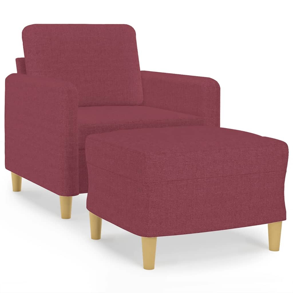 vidaXL Křeslo s podnožkou vínové 60 cm textil