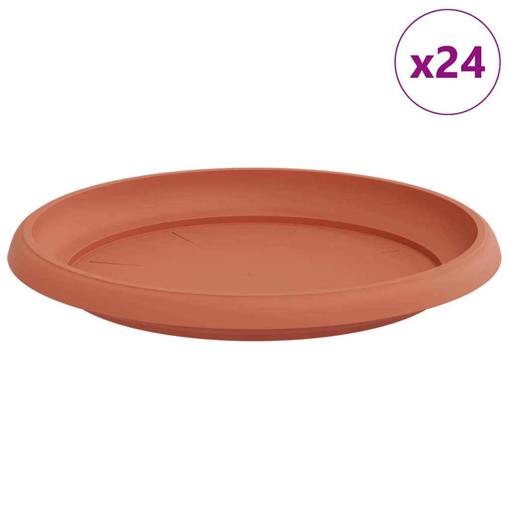 vidaXL Kruhový květinový tácek 24 ks Cihlově červená Ø 215 x 25 cm