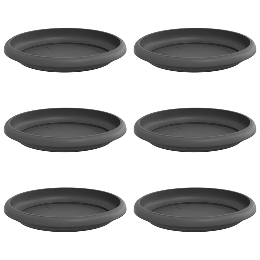 vidaXL Kruhový květinový tácek 6 ks Černá Ø 155 x 2 cm Plast