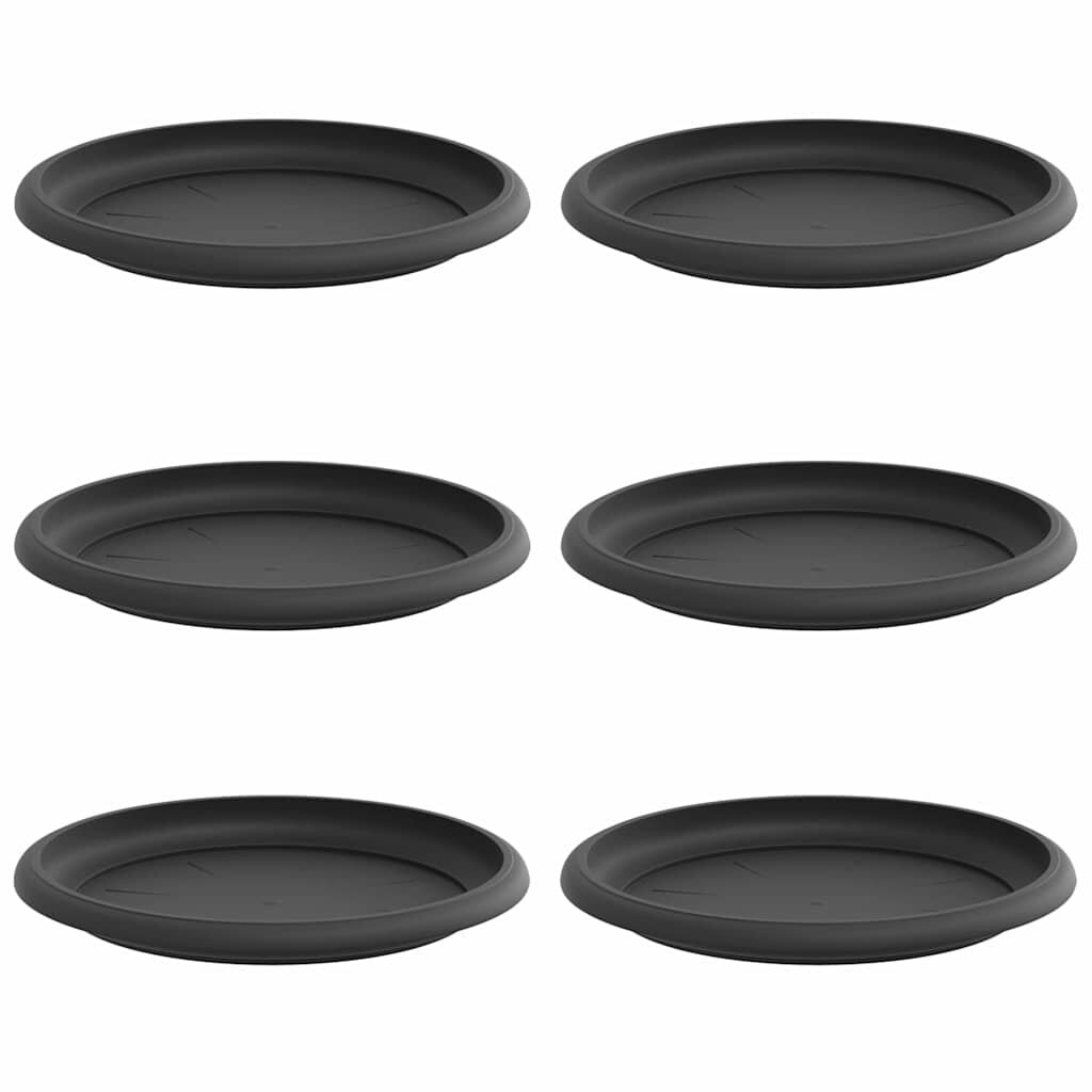 vidaXL Kruhový květinový tácek 6 ks Černá Ø 175 x 2 cm Plast