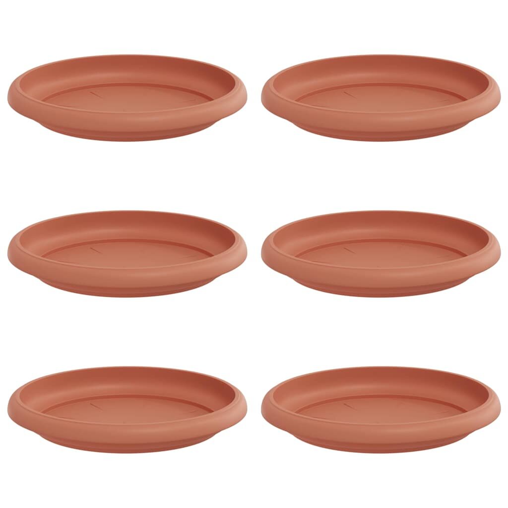 vidaXL Kruhový květinový tácek 6 ks Cihlově červená Ø 14 x 2 cm Plast