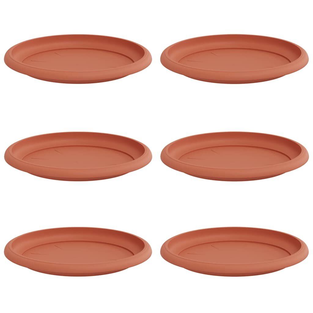 vidaXL Kruhový květinový tácek 6 ks Cihlově červená Ø 19 x 2 cm Plast