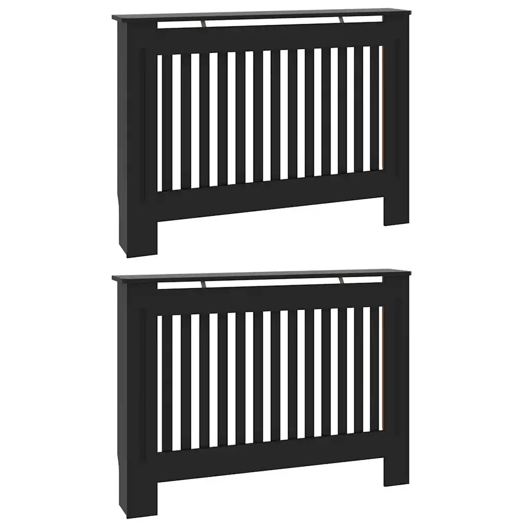 vidaXL Kryt radiátoru 2 ks Černá 112 x 19 x 815 cm Kompozitní dřevo