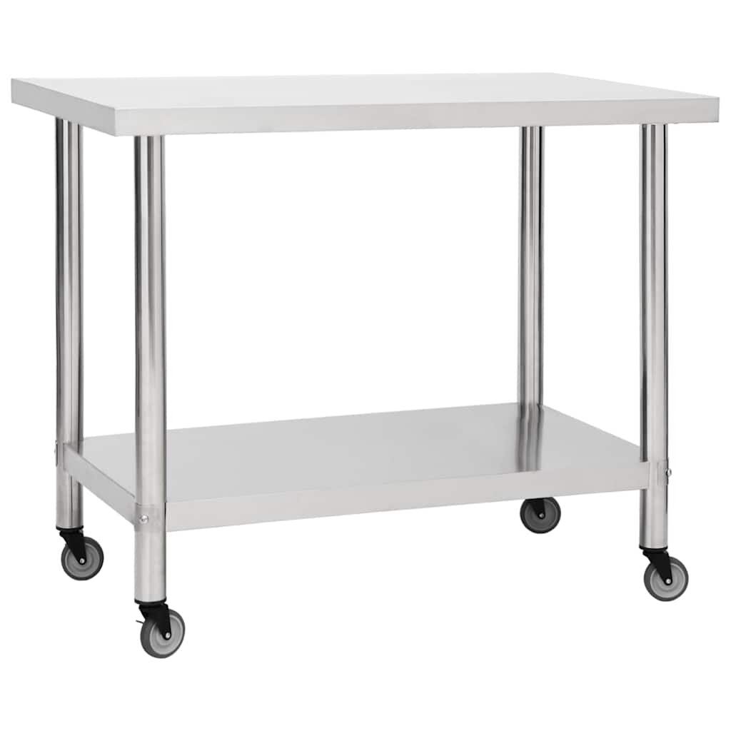 vidaXL Kuchyňský pracovní stůl s kolečky 100x30x85 cm nerezová ocel