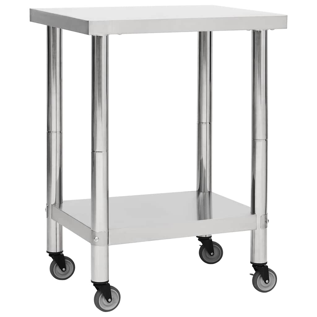 vidaXL Kuchyňský pracovní stůl s kolečky 80 x 30 x 85 cm nerezová ocel