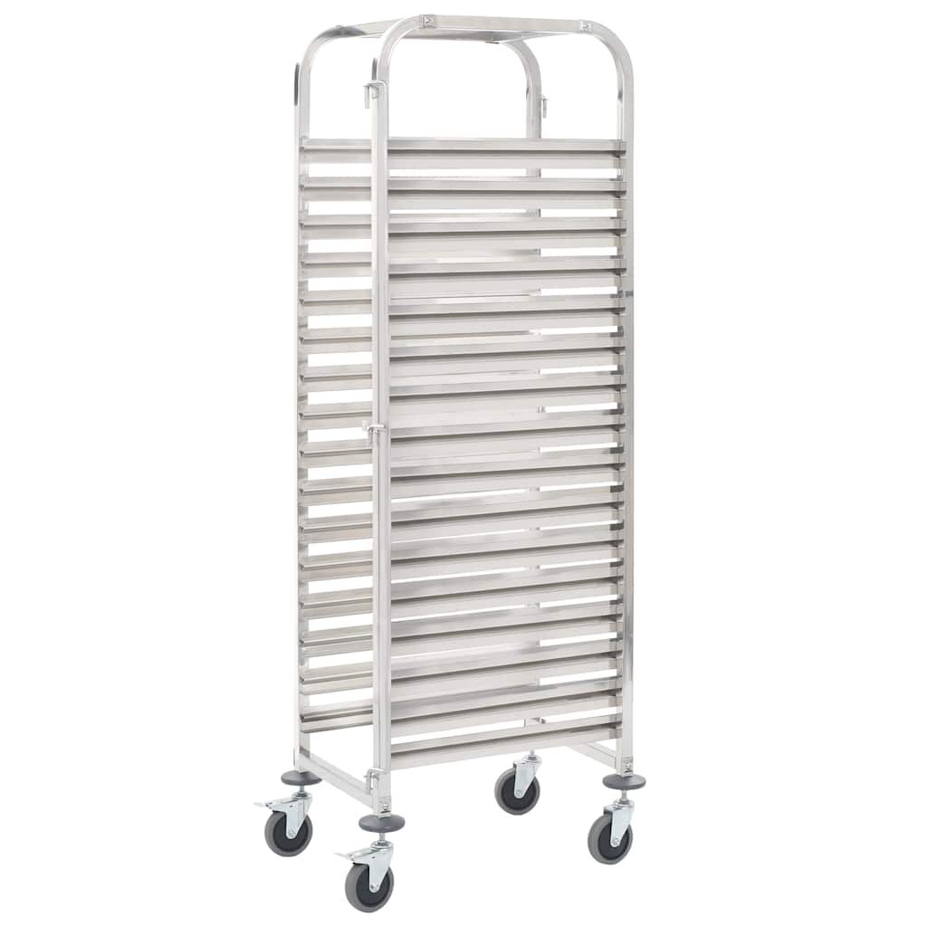 vidaXL Kuchyňský vozík na 16 podnosů 38 x 55 x 163 cm nerezová ocel