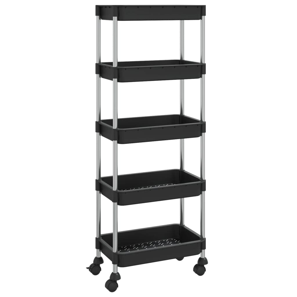 vidaXL Kuchyňský vozík s 5 patry černý 42x29x128 cm železo a ABS