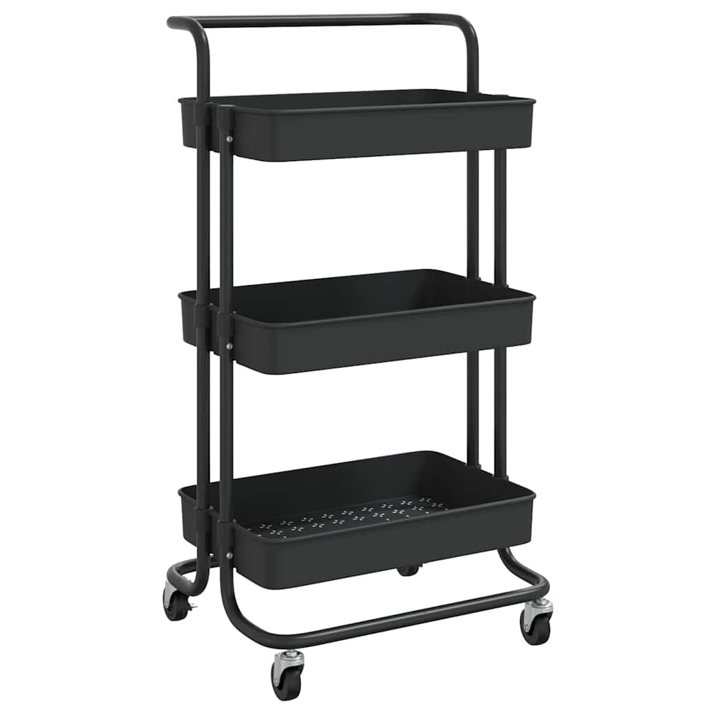 vidaXL Kuchyňský vozík se 3 patry černý 42x35x85 cm železo a ABS