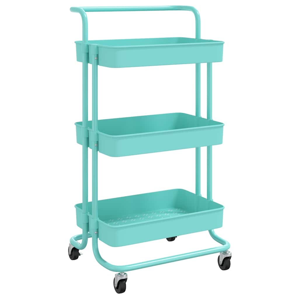 vidaXL Kuchyňský vozík se 3 patry tyrkysový 42x35x85 cm železo a ABS