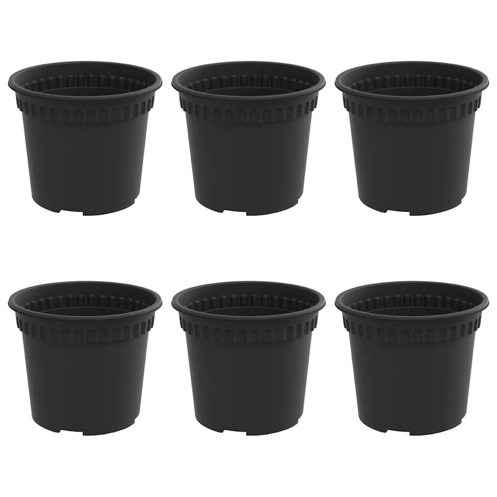 vidaXL Kulatý květináč 6 ks Černá Ø 125 x 10 cm Plast