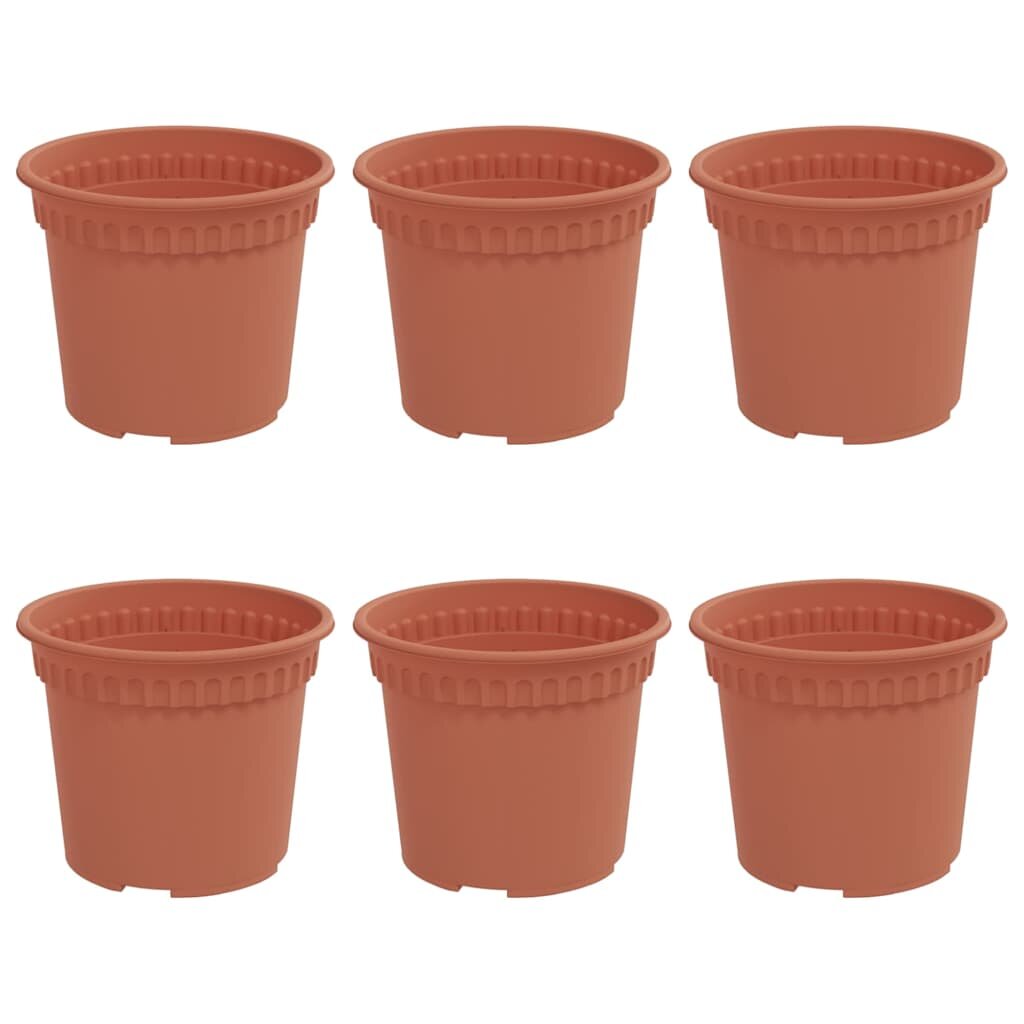 vidaXL Kulatý květináč 6 ks Cihlově červená Ø 125 x 10 cm Plast