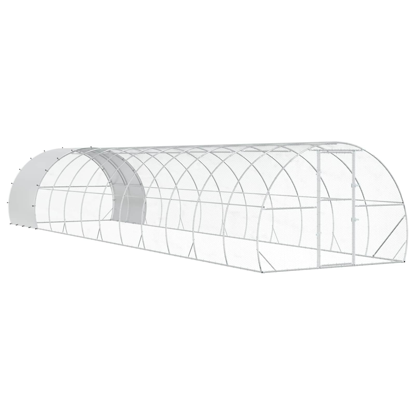 vidaXL Kuřecí kurník Stříbrná 1200 x 300 x 200 cm Pozinkovaná ocel
