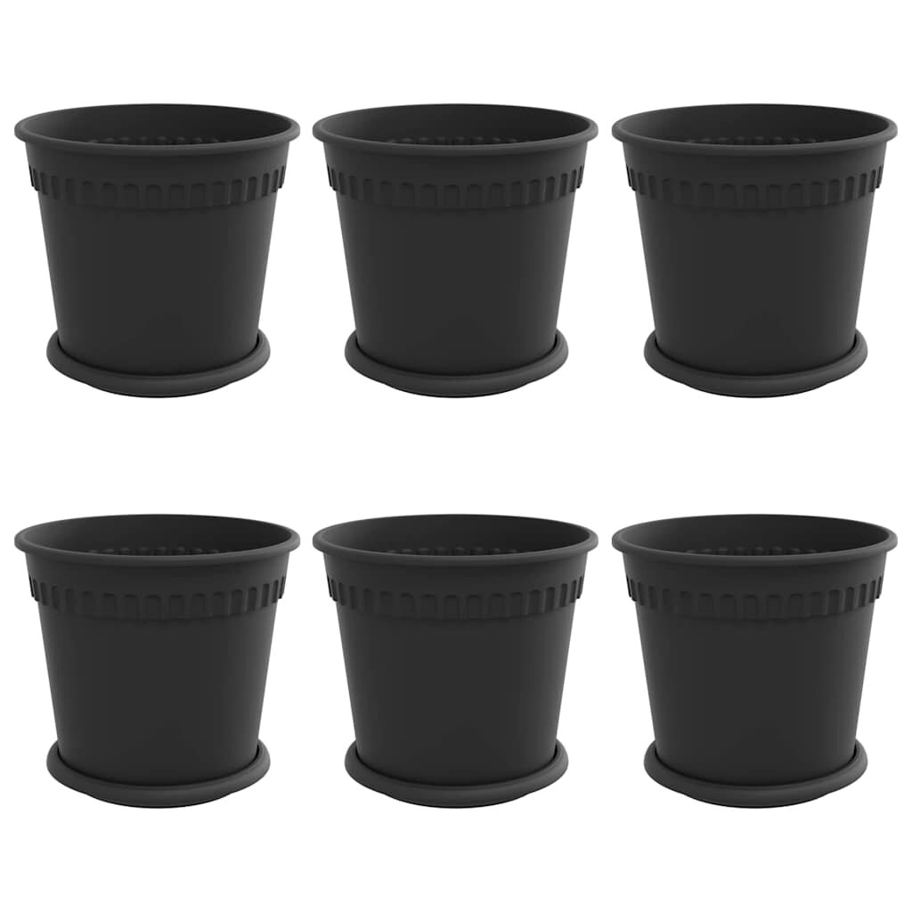 vidaXL Květináče 6 ks Černá Plast