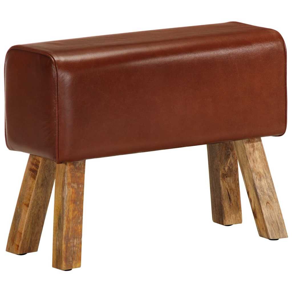 vidaXL Lavice gymnastický kůň 58 cm hnědá pravá kůže a mangovník