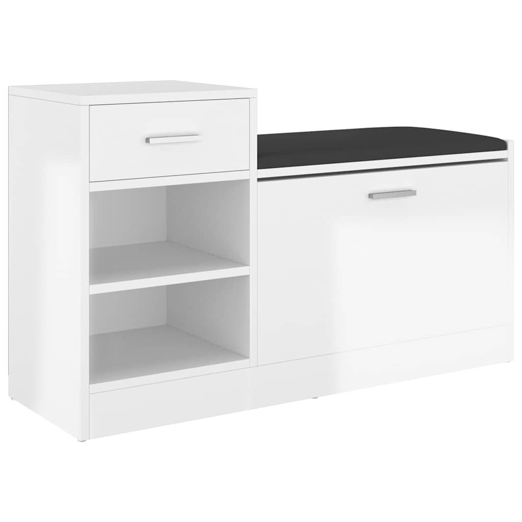 vidaXL Lavice s botníkem bílá vysoký lesk 945x31x57 cm kompozit