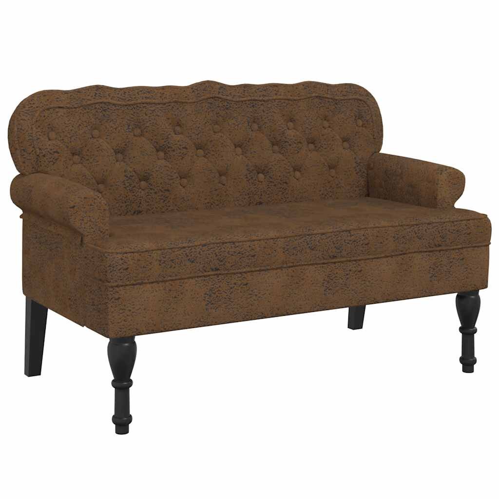 vidaXL Lavice s opěradlem hnědá 1195x645x75 cm umělá semišová kůže