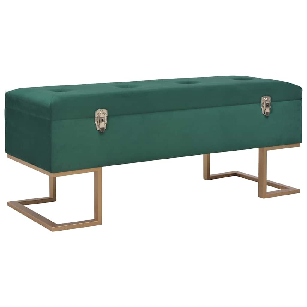 vidaXL Lavice s úložným prostorem 105 cm zelená samet