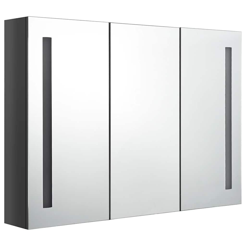 vidaXL LED koupelnová skříňka se zrcadlem 89 x 14 x 62 cm zářivě šedá
