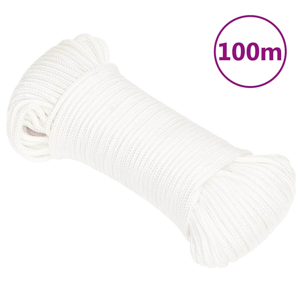 vidaXL Lodní lano celobílé 4 mm 100 m polypropylen