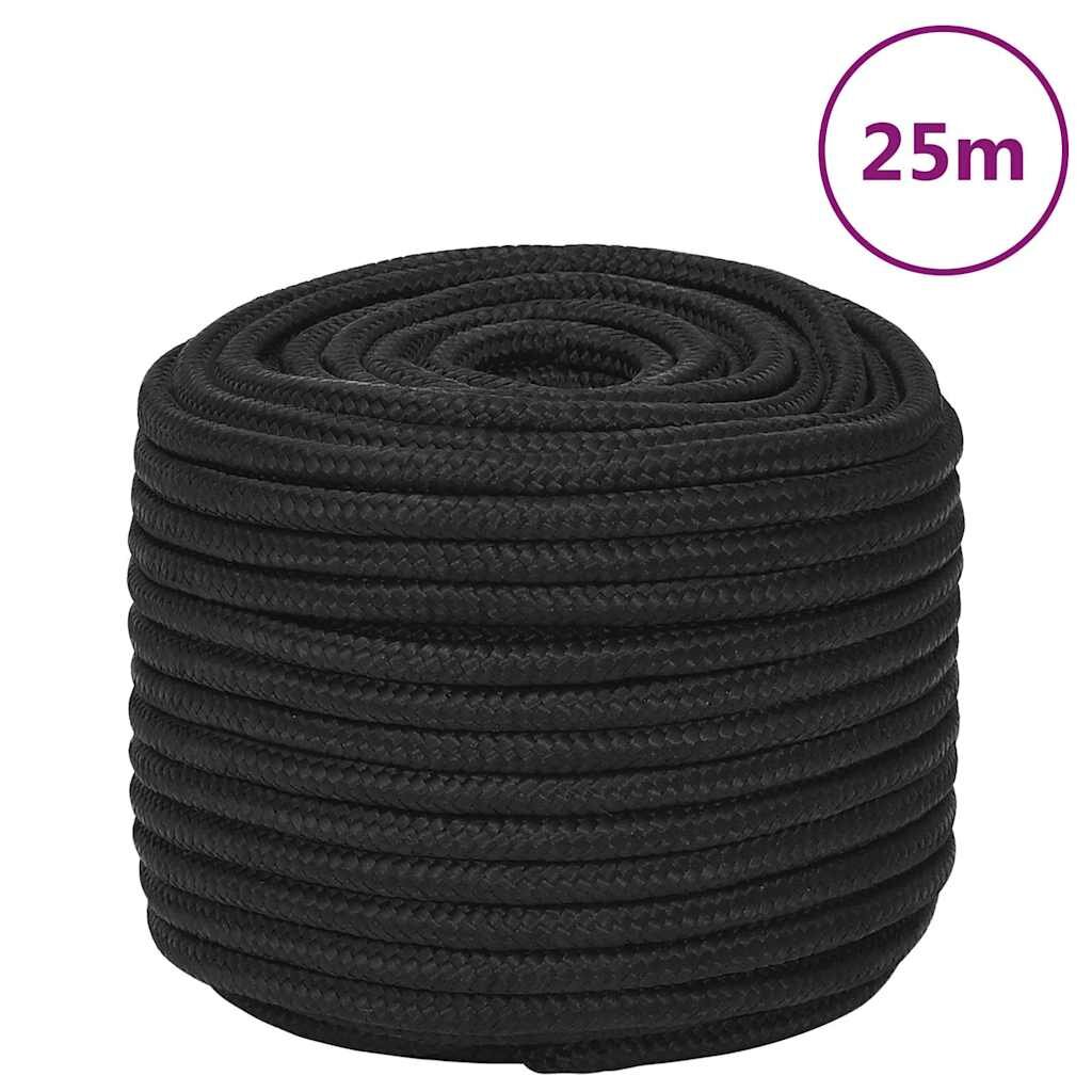 vidaXL Lodní lano celočerné 12 mm 25 m polypropylen