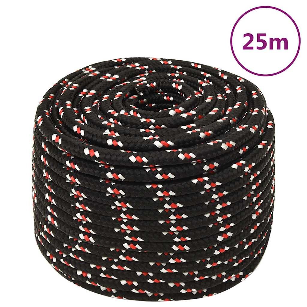 vidaXL Lodní lano černé 12 mm 25 m polypropylen